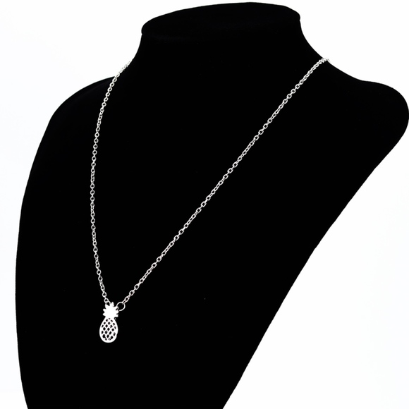 Silver Pineapple Necklace Dainty Delicate Pendant - Picture 6 of 8